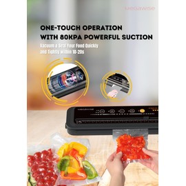 MegaWise Powerful and Compact Vacuum Sealer Machine One-Touch Automatic Food Sealer