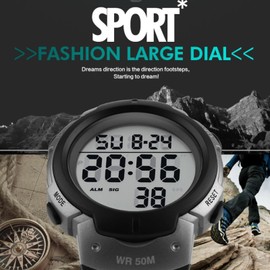 CakCity Waterproof Digital Sports Watch Large Face Military Watches for Men Casual Luminous Stopwatch Alarm Simple Army Watch