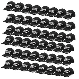 Wholesale 48-Pack Security Hat Baseball Cap - Gold or White Embroidery Security Front, Bill & Back - Adjustable Size - White