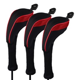 Andux Long Neck Golf Hybrid Club Headcovers with Interchangeable Number Tags Set of 3 CTMT-01 (Black/Red)
