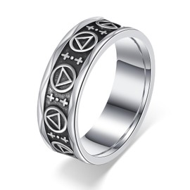 Cujiesp Sobriety Gifts Best Sobriety Gifts 925 Sterling Silver Sobriety Gifts for Men Sober Gifts for Men 1 Year Sober Gifts AA Ring Sobriety Ring Alcoholics Anonymous Gifts Jewelry for Men