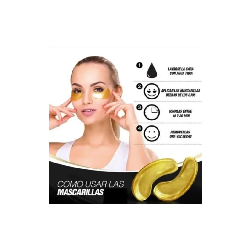 60 Parches Ácido Hialurónico Contorno Ojos Y Par 24k Ojeras