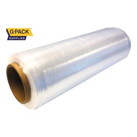 Gpack Pre Stretch wrap Film 15" x 1500' Pre stretched Plastic film with Folded Edge, Clear Hand Pre-Stretched Wrap Film 8.6 micron Shrink Wrap Film Plastic Pallet Wrap 4 Rolls Pack