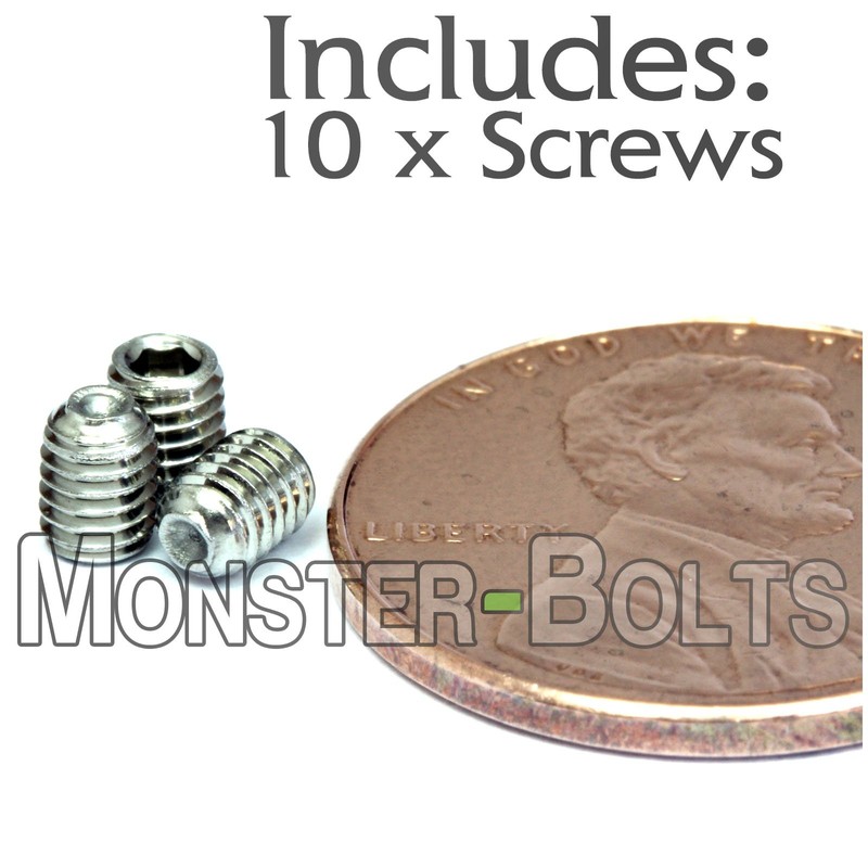 MonsterBolts - M3 x 4mm Cup Point Set Screws, DIN