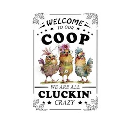 DWUENT Chicken Coop Accessories 1pc Iron Vintage Metal Wall Sign - Colourful Rectangle Chicken Themed Gifts for Farmhouse Backyard Outdoor Home Decor 30x20cm