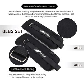Ankle Weights, Wrist Leg Arm Weights for Women Men Kids with Adjustable Straps, Strength Training Weighted for Yoga, Jogging, Running, Gymnastics, Physical Therapy - 8LBS Pair (4 LB Each Weight),