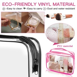 6 Pack Toiletry Bag Makeup Bag Cosmetic Bag, TSA Approved Clear Travel Toiletry Bag wih Zippers, Quart Size Travel Makeup Cosmetic Bag for Women Men, Carry on Airport Airline Compliant Bag, 6 Colors