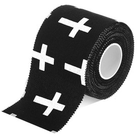 TrelaCo 1 Pcs Wrist Tape Baseball Cross Athletic 2in x 23ft Cotton Cross Wrist Tape Serrated Edges for Fingers Ankles Injury Wrap, Football Baseball Hockey Soccer (Black)