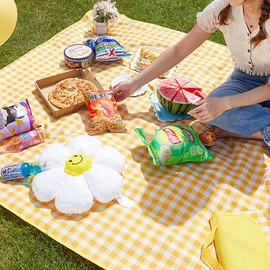 Portable PVC Waterproof Checkered Picnic Mat for Camping & Car Camping Check Red 200x200