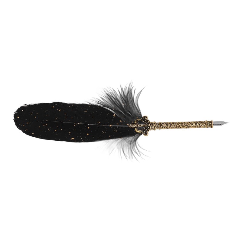 Quill Pen Set Retro Elegant Exquisite Pattern Smoothing Writing Feather