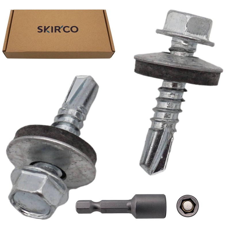 SKIR'CO Pack of 100 Galvanised Roofing Screws 5.5 x 25