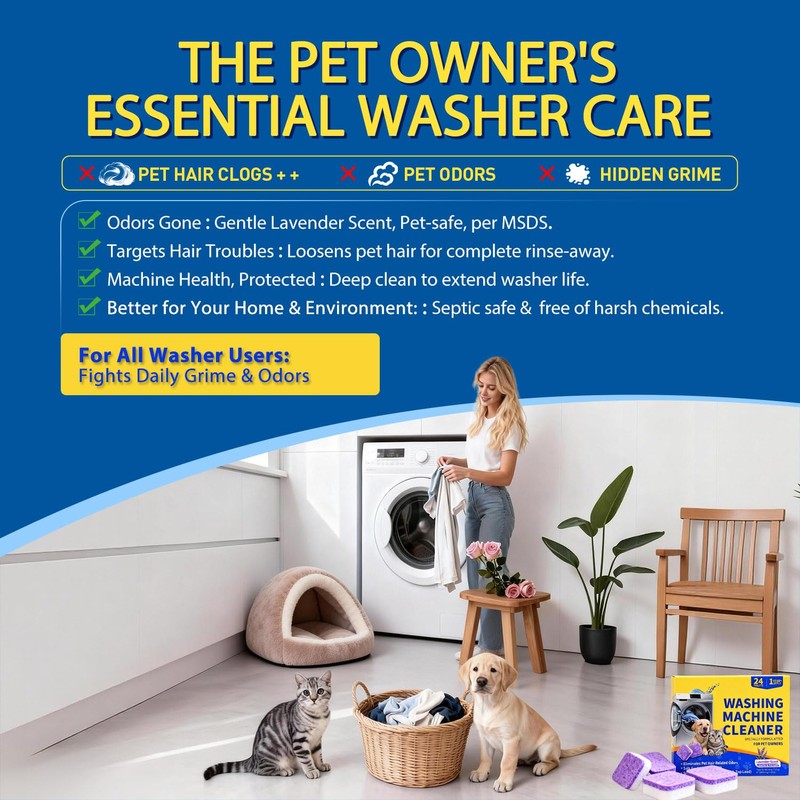 TXYXT 24 Count Washing Machine Cleaner for Pet Hair Relief