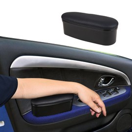 Adjustable Car Armrest, Armrest Extender for Car Center Console, Car Door Elbow Rest with Storage Box, Car Door Armrest Support Pads, Soft Padded Auto Armrest Support Cushion for Driver (Black)