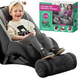 Car Seat Foot Rest for Kids | Car Seat Accessories | Leg Rest for Car Seat Kids | Car Foot Rest with Extra Long Straps Adjusts to Any Carseat Or Toodlers Booster Seat Black Leather by SWANOO