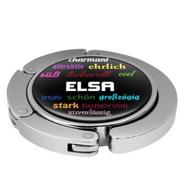 Taschenhalter Positive Eigenschaften Personalisiert mit Namen ELSA printplanet Chrom