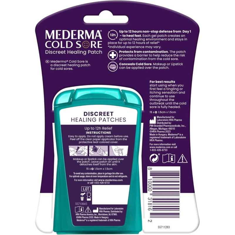 Mederma Cold Sore No Touch Discreet Healing Patch, 12 Hour