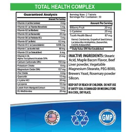 Dog Bladder Control - Dogs Total Health Complex - Natural - Best Hair Coat Immune Eye Teeth UTI Health - Dog Vitamins for Hip and Joint - 1 Bottle (60 Treats)