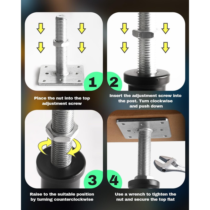 4 Pack House Floor Jacks, Adjustable Jack Post for Leveling,