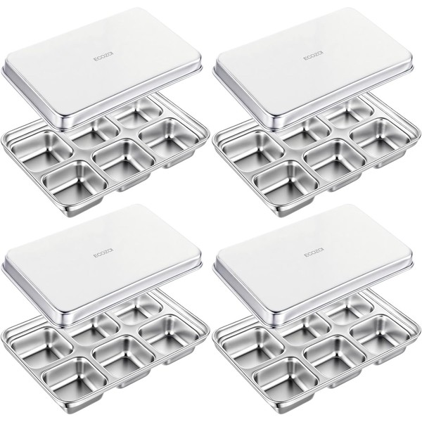 ecozoi Stainless Steel Ice Cube Trays, 4 Pack with 24