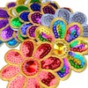 20 Pieces 8 Petals Flower Sequined Appliques Beaded Appliques Floral