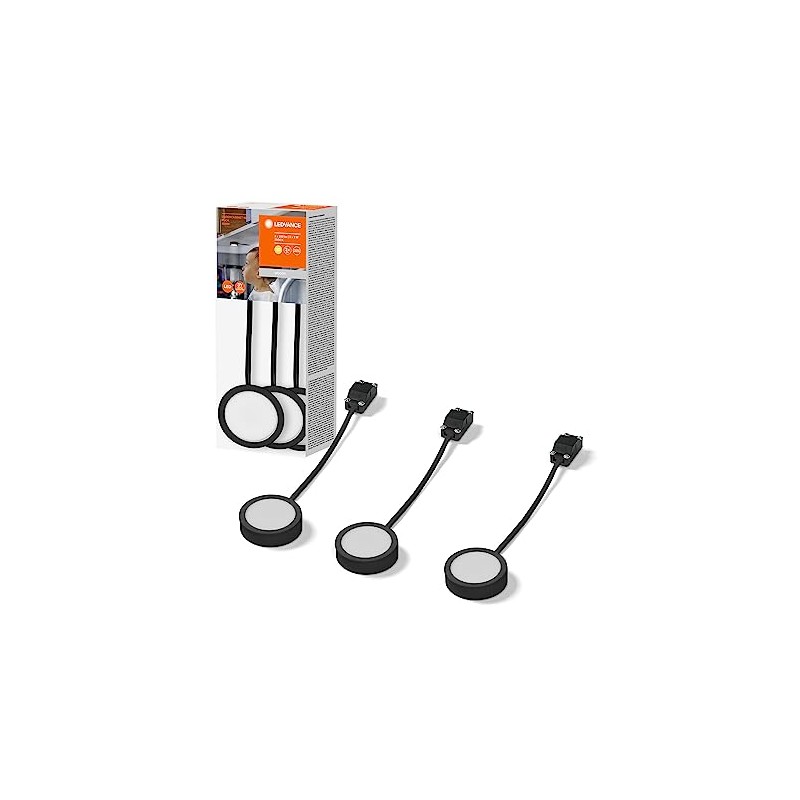 Ledvance Compact spotlights as under-unit lighting, black, 3 pieces, each