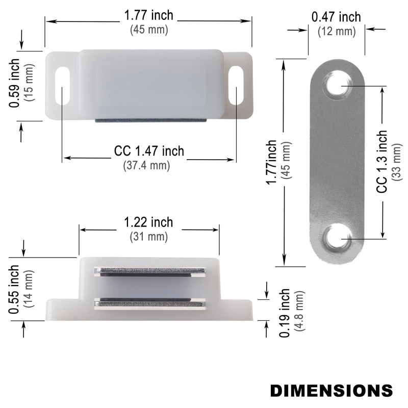 SDTWZW Cabinet Magnets Latch White Magnetic Door Catch for Cupboard