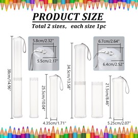 PH PandaHall 2 Sizes Extendable Plastic Brush Case Long Brushes Holder with Carrying Lanyard Clear Artist Storage Tube Paintbrush Organizer for Students Brushes Watercolor Pens Pencil Container