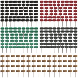 Rocaris 300 Pcs Abrasive Buffing Wheels, 1 inch Abrasive Buffing Polishing Wheels Burr for Rotary Tools-1/8(3mm) Shank, 120Grit, 180Grit, 320Grit, 400Grit, 600Grit