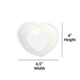 Vietri Lastra White Heart Dish, 6.5" W Handmade Dinnerware for Serving Snack, Dessert & Appetizer