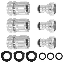 Nickel Plated Brass Female and Male 3/4 Inch Water Hose Quick Connect Fitting Garden Quick Disconnect Release Hose Connector, 3 Sets