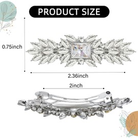 Vintage Austrian Hair Barrettes, Sparkly Glitter Crystal Hair Clips French Rhinestones Wedding Hairpin Hair Accessories for Women Girls (White)