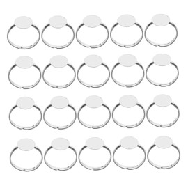 STOBOK 20pcs Adjustable Finger Ring Blank Base Flat Ring Base Blank DIY Jewelry Making
