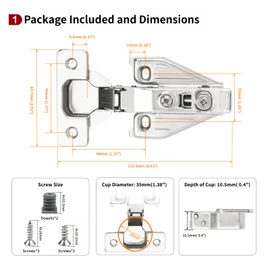 STIANC 2 Pack Full Overlay Face Frame Soft Close Concealed Hinges for Kitchen Cabinet Door, Clip On, 3 Way Adjustability, 105 Degree
