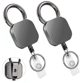 2 Pack Retractable Retractable ID Badge Holder with Carabiner Metal for Keys Card Holder ID Card Holder ID Holder
