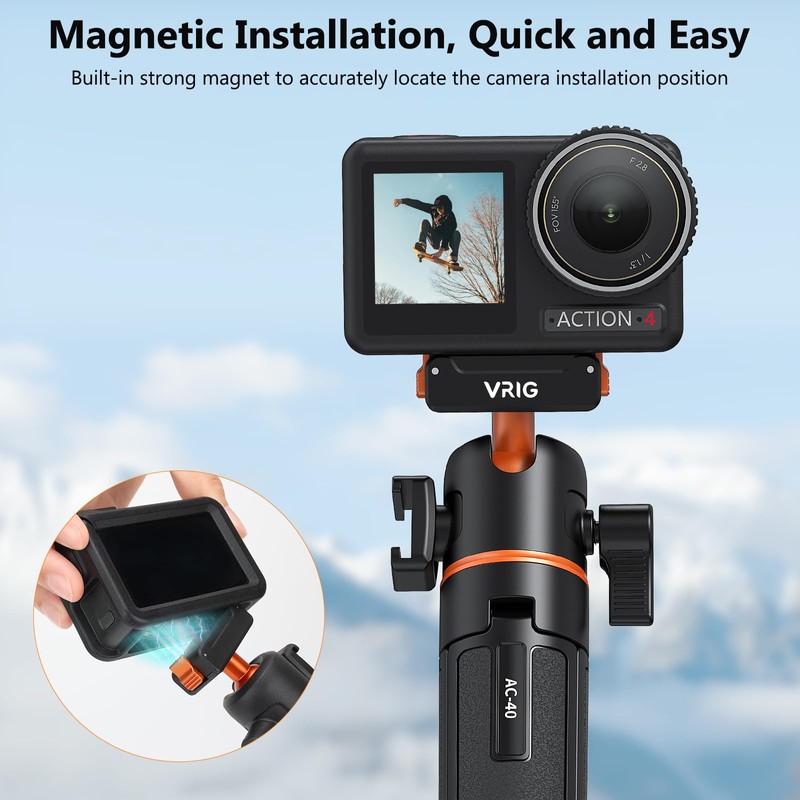VRIG 54 cm Osmo Action Mini Extension Rod, Integrated Ball