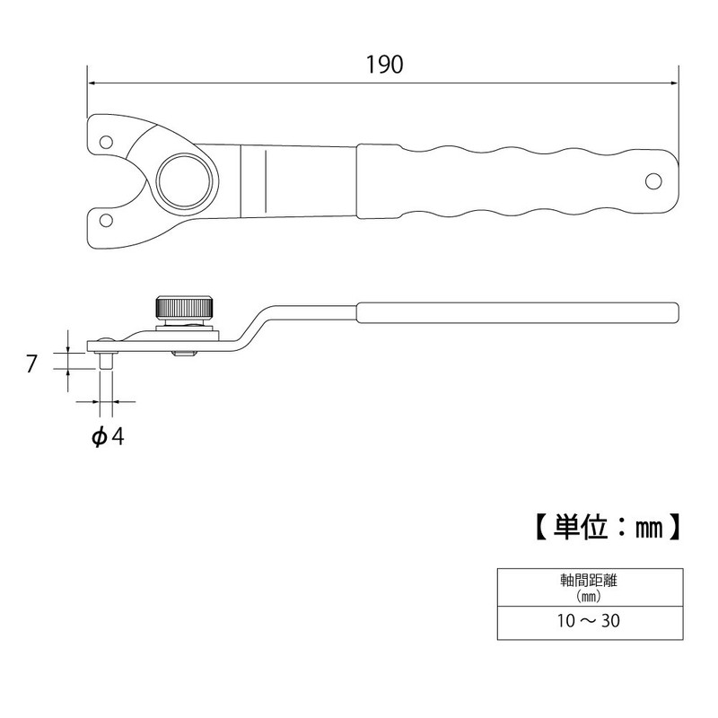 TOP AP-1030 Adjustable Pin Wrench, Long Pin Type, Foil Nut