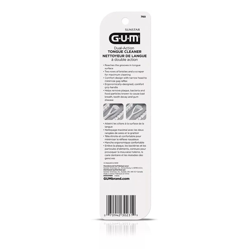 Gum Cepillo Limpia Lenguas Doble Acción ( 2 Pz )