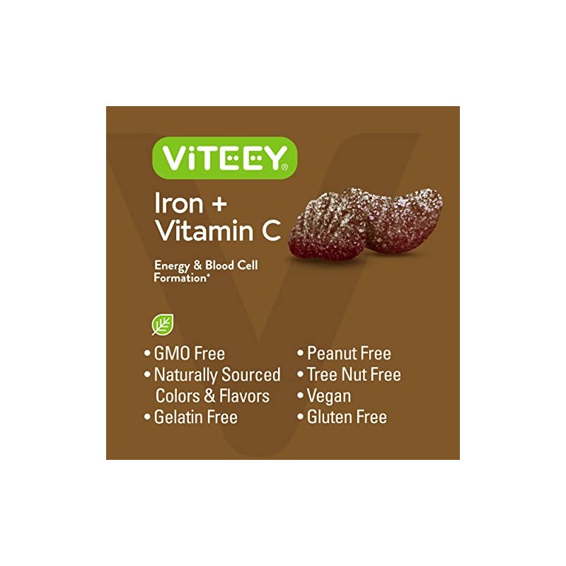 Iron Gummies 20mg + Vitamin C 26mg for Iron Deficiency