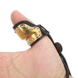 Bow Trigger Finger Archery Thumb Sleeve Brass Soft Leather Padded Finger Protection Traditional Bow and Arrow Sliding Archery Finger Protection Width Adjustable