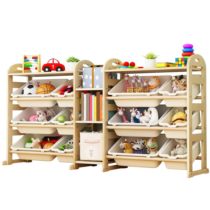 Orekemo Toy Storage Organizer, 59.6" W White 5-Shelf Bookcase/Bookshelf with