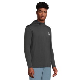 Quiksilver Mens, DNA Logo Surf Long Sleeve Hooded Surf Tee, Phantom Heather, Medium