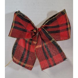 Handmade Set of 10 Handmade Christmas Tree Bows Package Red & Black Tartan Beautiful New