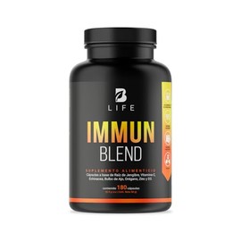 Immun Blend | 180 Cápsulas 1000 mg por porción | Jengibre, Vitamina C, D3, Zinc, Equinácea, Orégano y Ajo. Ingredientes naturales. Immun Blend B Life.