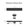 Merranox 12 inch Linear Shower Drain, Matte Black 2 in