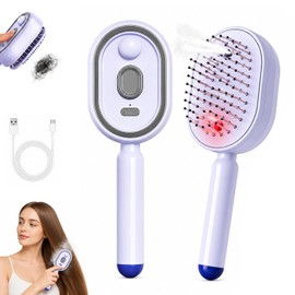 Electric Steam Brush for Hair, Rechargeable Water Spray Hair Brush, Detangling & Anti-Static Hair Brush, Anti-Static for Frizzy Hair & Scalp Care，Purple