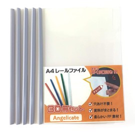 Angelicate Large Capacity A4 Rail Slide File, 0.4 inch (1 cm) Wide, 30 Books Set, Business Folders, Meetings, Offices, Seminars, Storage, Choose Color (White)