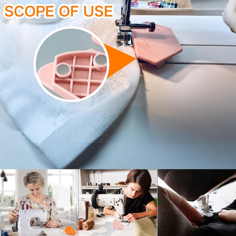 3PCS Magnetic Seam Guides for Sewing Machine, Multifucntional Polygonal Hemmer