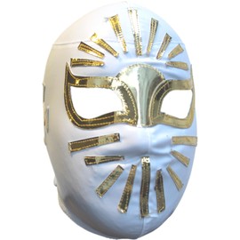 Deportes Martinez Lucha Libre Mexican Wrestling Pro-Fit Lycra Luchador Mask Adult Size (Mistico White Golden)