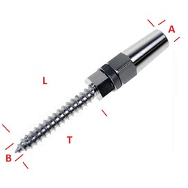 ArkHardware for 1/8" Cable Swageless Lag Screw Threaded Stud End Fitting Terminal Stair Deck Cable Railing Rigging Stainless Steel Type 316 Commercial Marine Grade (1 Lag Stud)