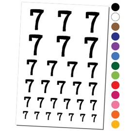 Number 7 Seven Cute Typewriter Font Temporary Tattoo Water Resistant Fake Body Art Set Collection - Red (One Sheet)